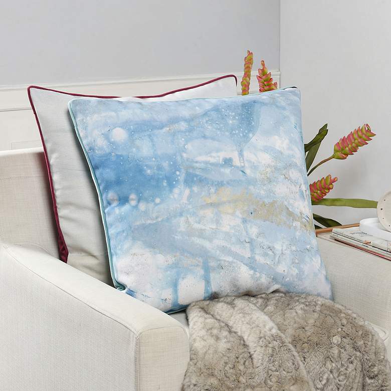 Image 6 Austin Allen James 24" x 24" Ocean Blues Natural Linen Pillow more views