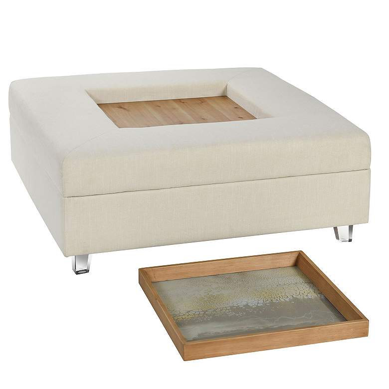 Image 4 Austin Allen James 37.5" Wide Cream Upholstery Square Coffee Table more views