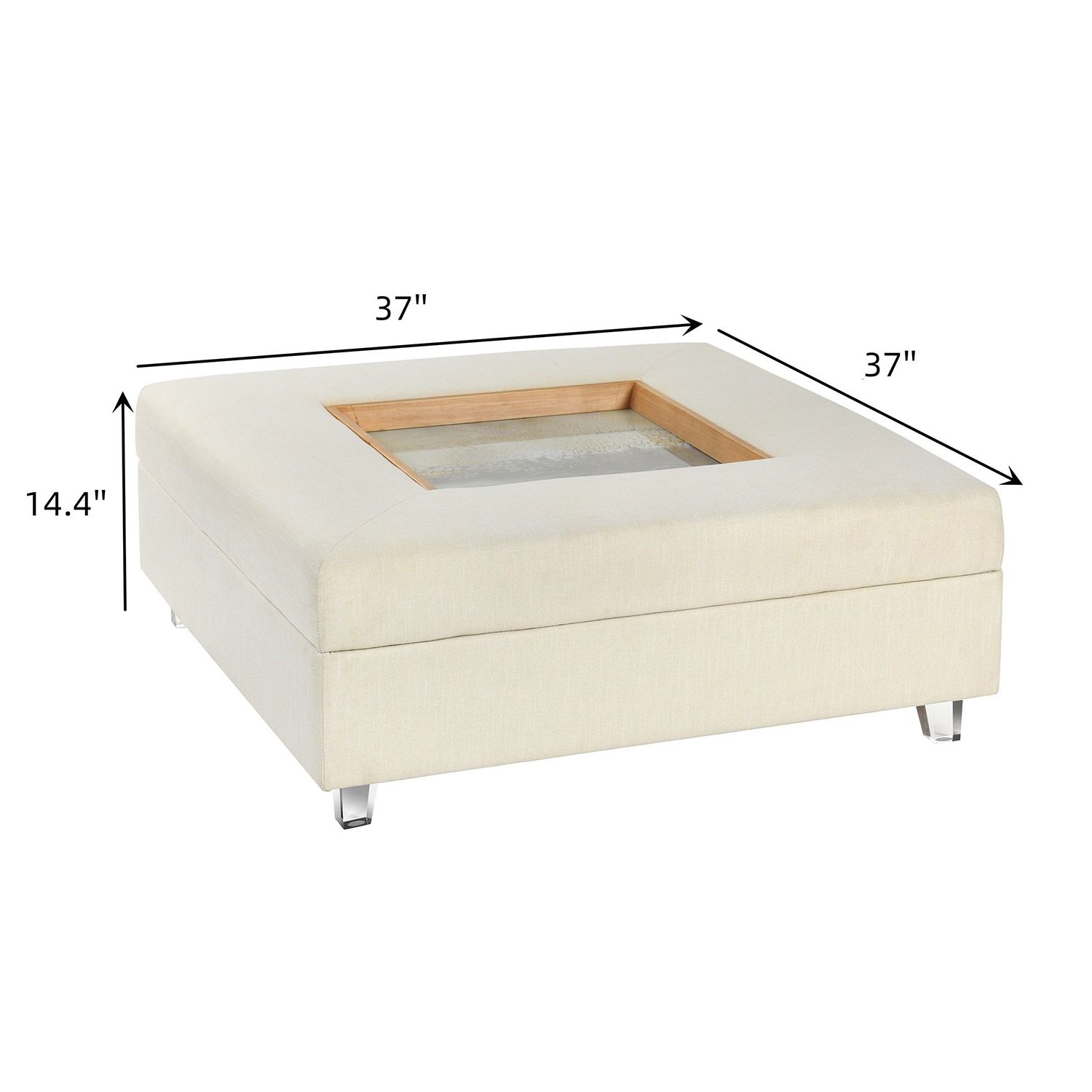 Austin Allen James 37.5" Wide Cream Upholstery Square Coffee Table