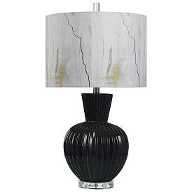 Image1 of Austin Allen James Aaron 29.5" High Black Ceramic Table Lamp With Art