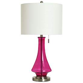 Image1 of Austin Allen James Bleaker 33"H Fuchsia Glass Table Lamp w/ White Shad