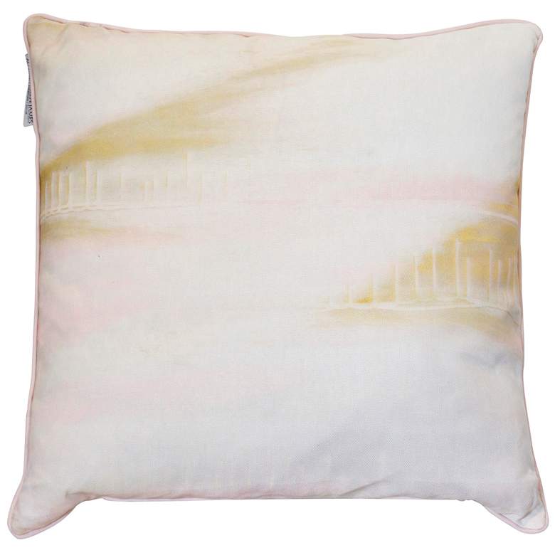 Image 1 Austin Allen James Bloom 24" x 24" Cream And Yellow Linen Art Pil