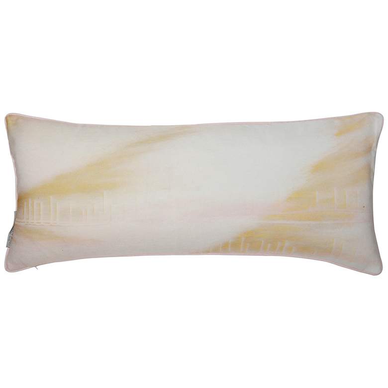 Image 1 Austin Allen James Bloom 35" x 15" Cream And Yellow Linen Art Pil