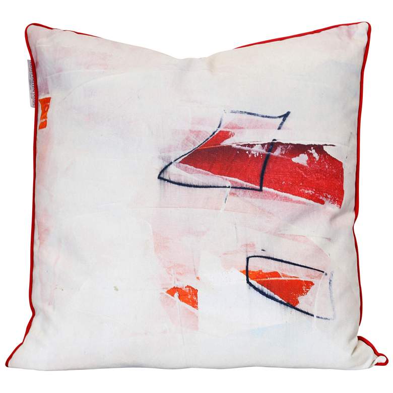 Image 1 Austin Allen James Carousel 26" x 26" White And Red Linen Art Pil