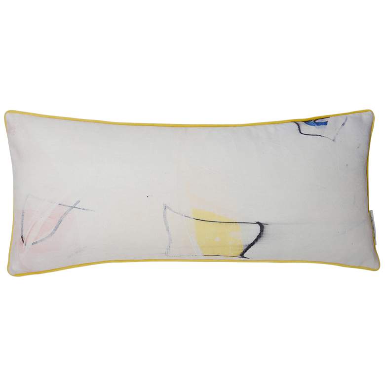 Image 1 Austin Allen James Carousel 35" x 15" Cream And Yellow Linen Art