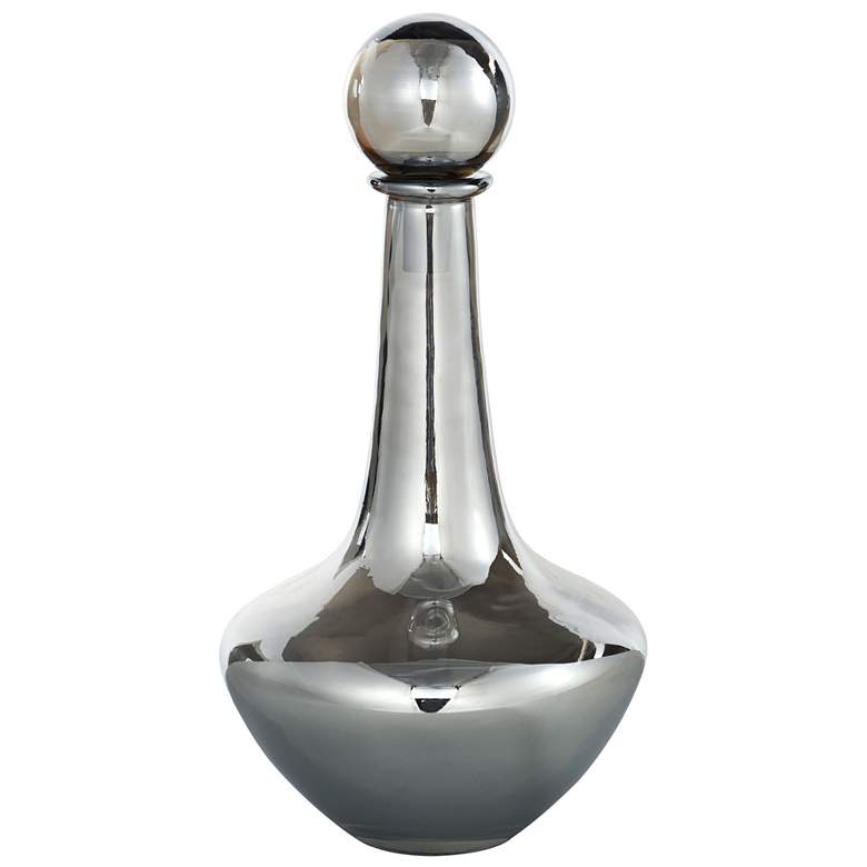 Image 1 Austin Allen James Pawn 13.8" High Smoke Gray Plated Glass Vase