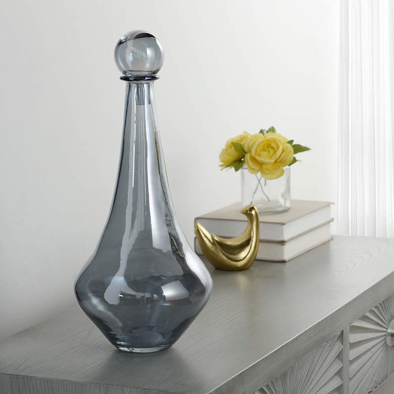 Image 1 Austin Allen James Pawn 17.8" High Smoke Blue Plated Glass Vase