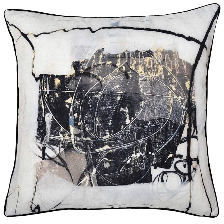 Image 1 Austin Allen James Toy Soldier 26" x 26" Cream And Black Linen Ar