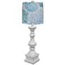 Austin Antique White Table Lamp, Aqua Coral Shade 29"H.