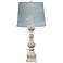 Austin Antique White Table Lamp with Olive Grove Blue Shade