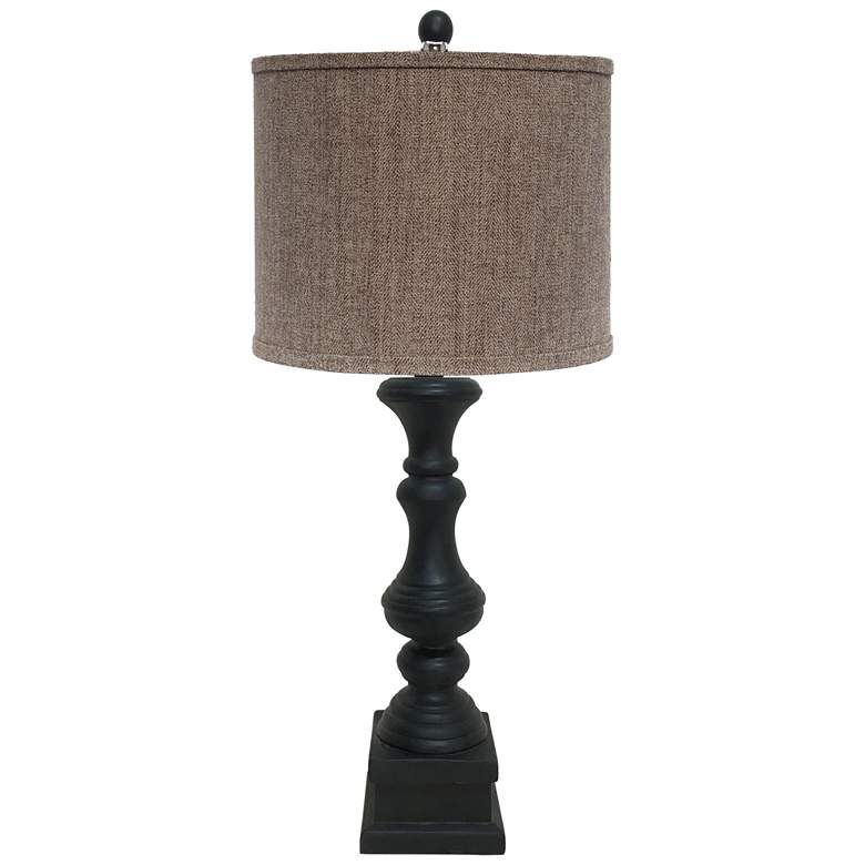 Image 1 Austin Black Table Lamp, Herringbone shade 29 inchH