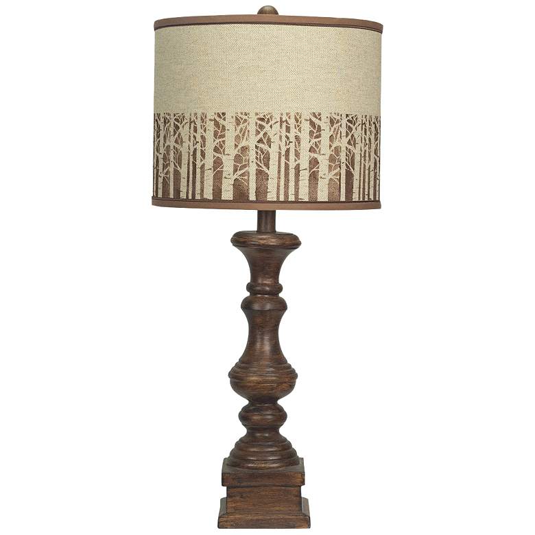 Image 1 Austin Brown Birch Trees Stencil Shade Table Lamp