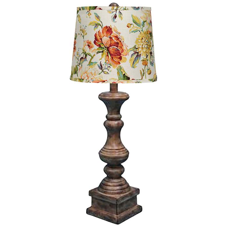 Image 1 Austin Brown Pedestal Table Lamp with Belle Fleur Shade