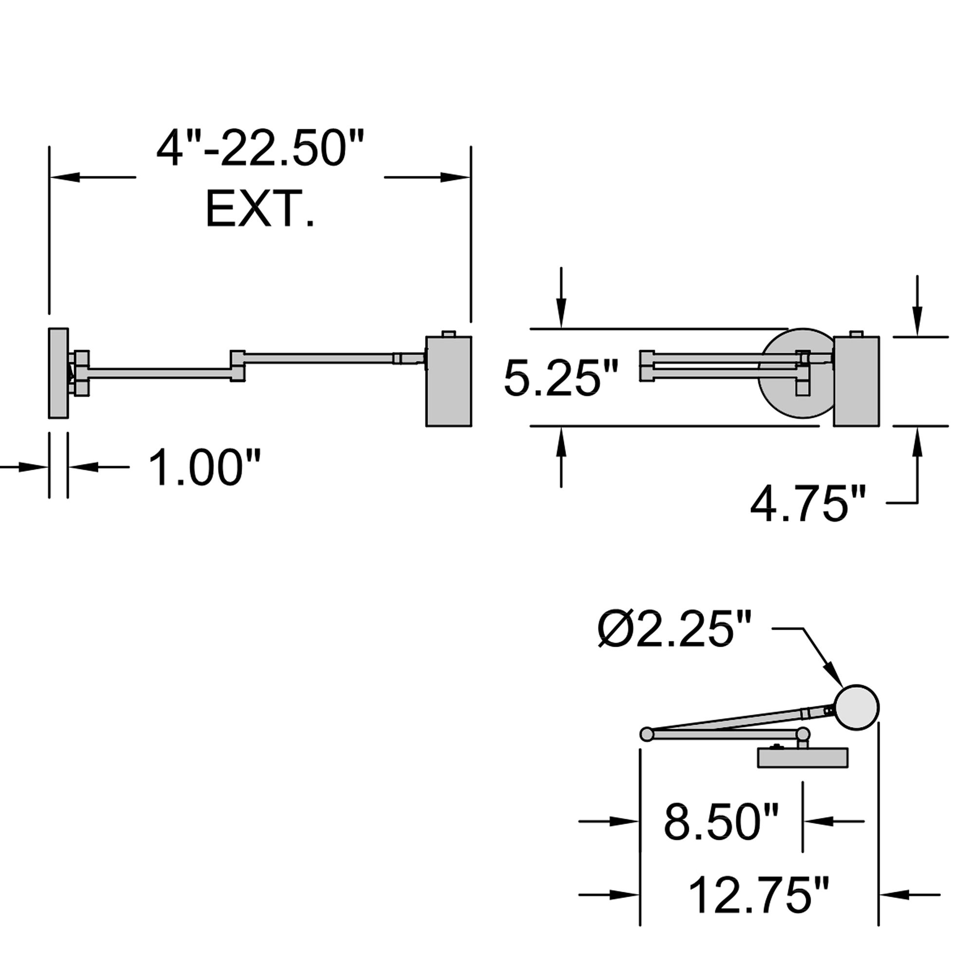 Austin Brushed Steel LED Hardwired Swing Arm Wall Lamp