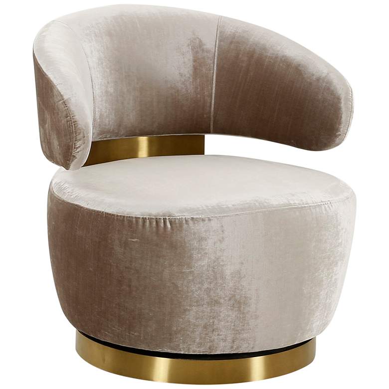 Image 2 Austin Champagne Velvet Swivel Accent Chair