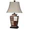 Austin Patchwork Bronze Cream Gold Leaf Table Lamp