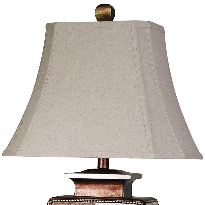 Image 3 Austin Patchwork Bronze Cream Gold Leaf Table Lamp more views