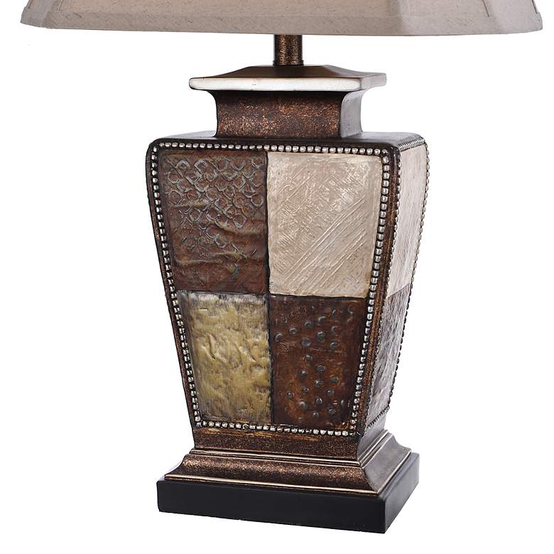 Image 4 Austin Patchwork Bronze Cream Gold Leaf Table Lamp more views