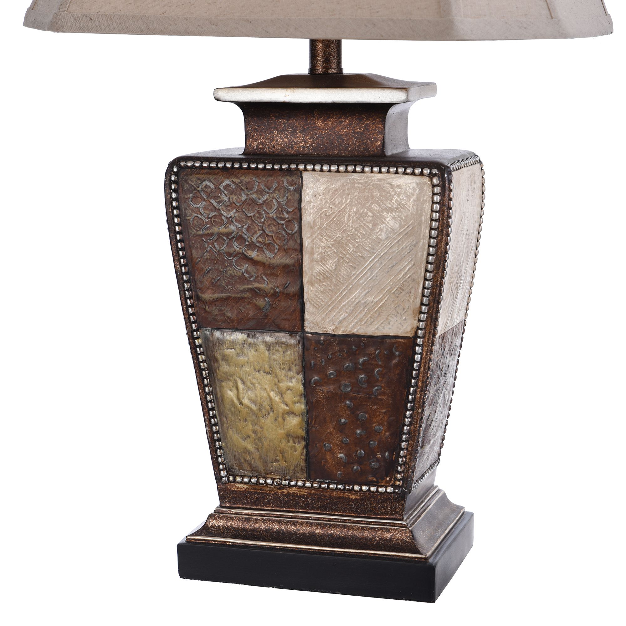 Austin Table Lamp Bronze, Cream, Gold Leaf Finish Taupe Fabric