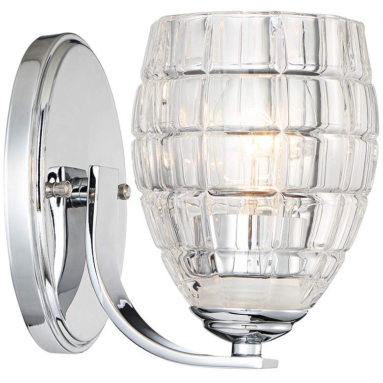 Image 1 Austine 7 1/2 inch High Chrome and Clear Glass Wall Sconce