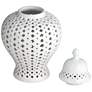 Auten 10 1/2" High Glossy White Stoneware Urn Jar with Lid in scene