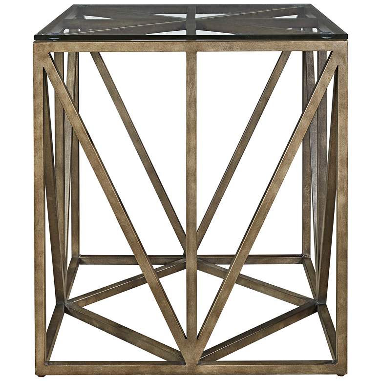 Image 1 Authenticity 24 inch Wide Glass Top and Khaki Truss End Table