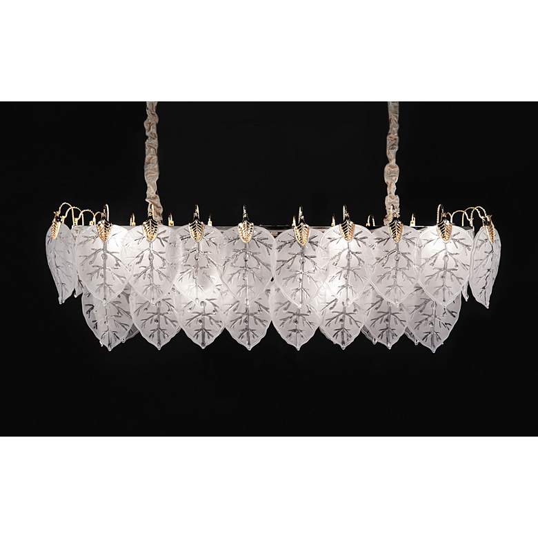 Image 1 Autumn 39 1/2 inchW Gold Frost Glass Leaves 12-Light Chandelier