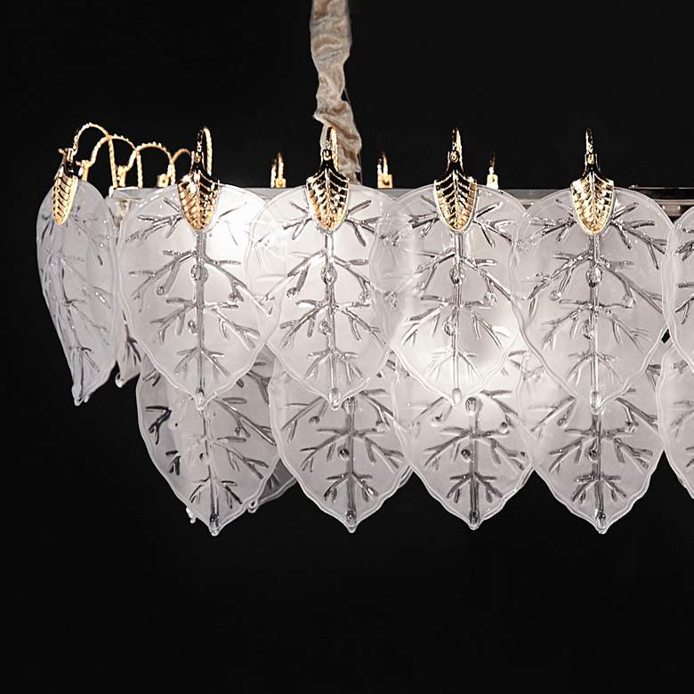 Image 2 Autumn 39 1/2 inchW Gold Frost Glass Leaves 12-Light Chandelier more views