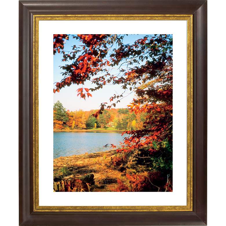 Image 1 Autumn At The Lake Gold Bronze Frame 20 inch High Wall Art