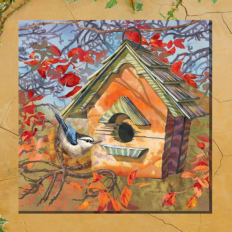 Image 1 Autumn Bird 24" Square Outdoor Canvas Wall Art