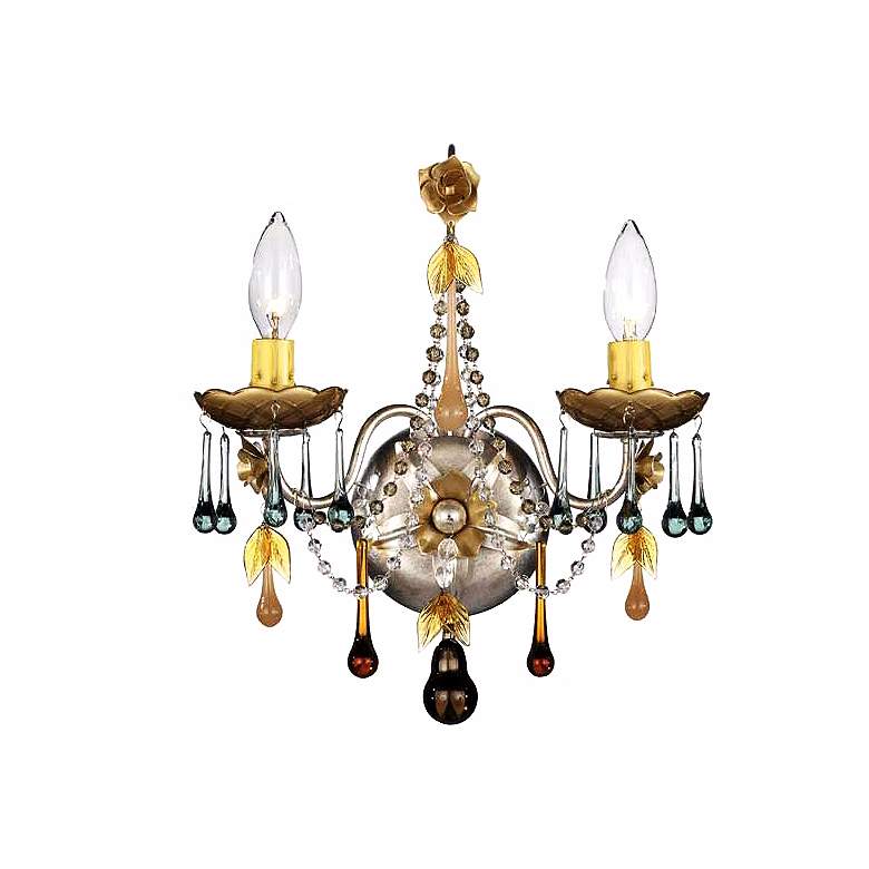 Image 1 Autumn Crystal and Antique Silver Two Light Sconce