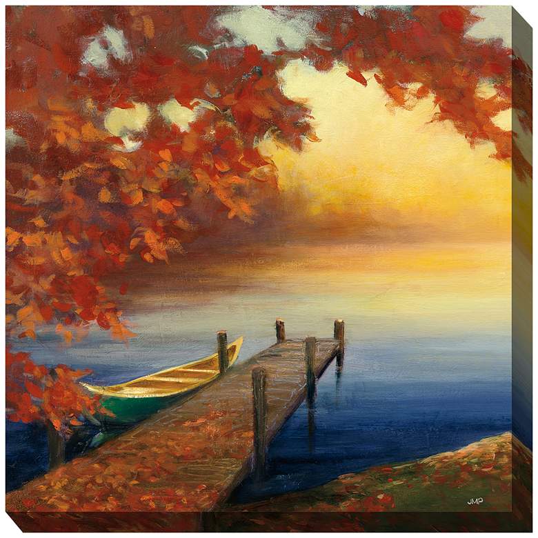 Image 2 Autumn Dock 24" Square Outdoor Canvas Wall Art