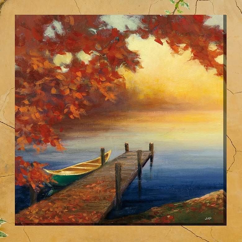 Image 1 Autumn Dock 24" Square Outdoor Canvas Wall Art