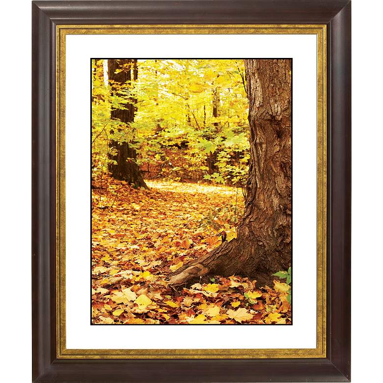 Image 1 Autumn Fallen Leaves Gold Bronze Frame 20 inch High Wall Art