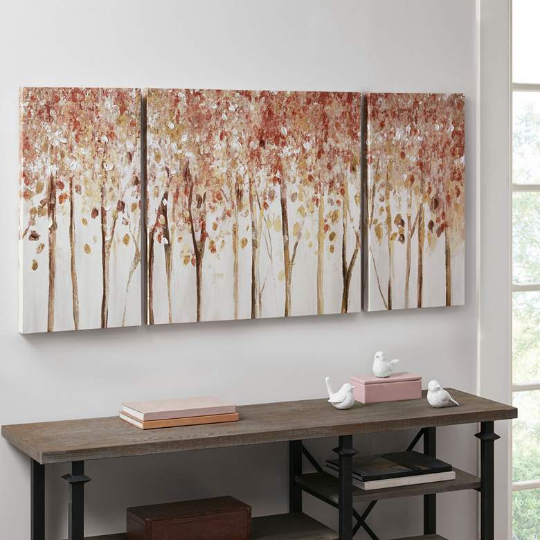 Image 1 Autumn Forest 27" High 3-Piece Canvas Wall Art Set