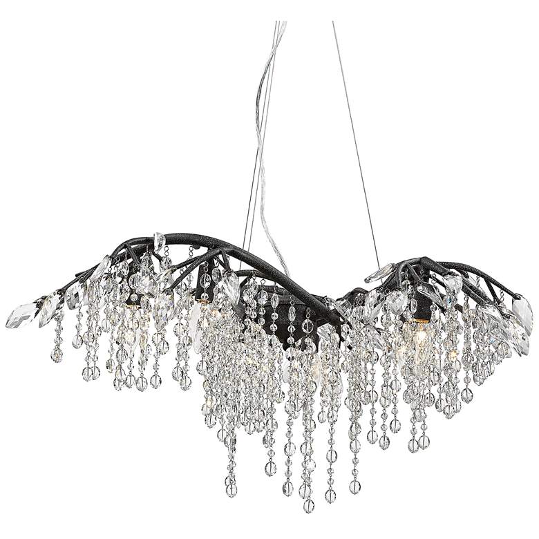 Autumn Twilight 31&quot; Wide Black Iron and Crystal Chandelier