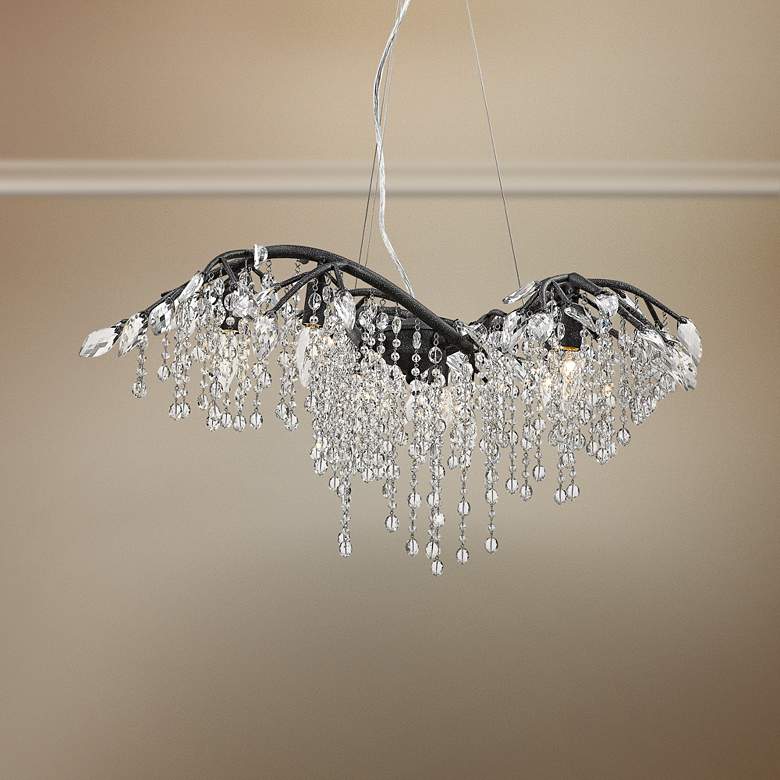 Autumn Twilight 31&quot; Wide Black Iron and Crystal Chandelier