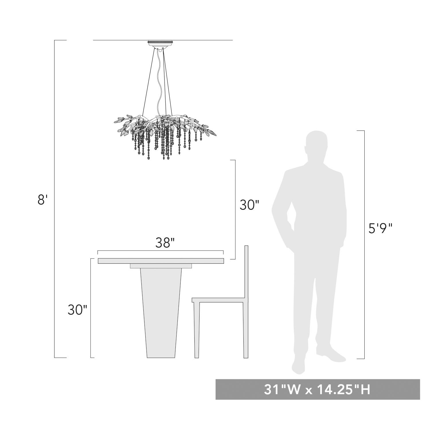 Autumn Twilight 31" Wide Black Iron and Crystal Chandelier