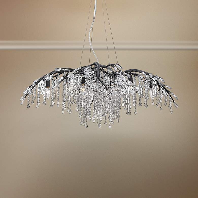 Image 1 Autumn Twilight 40" Wide Black Iron and Crystal Chandelier