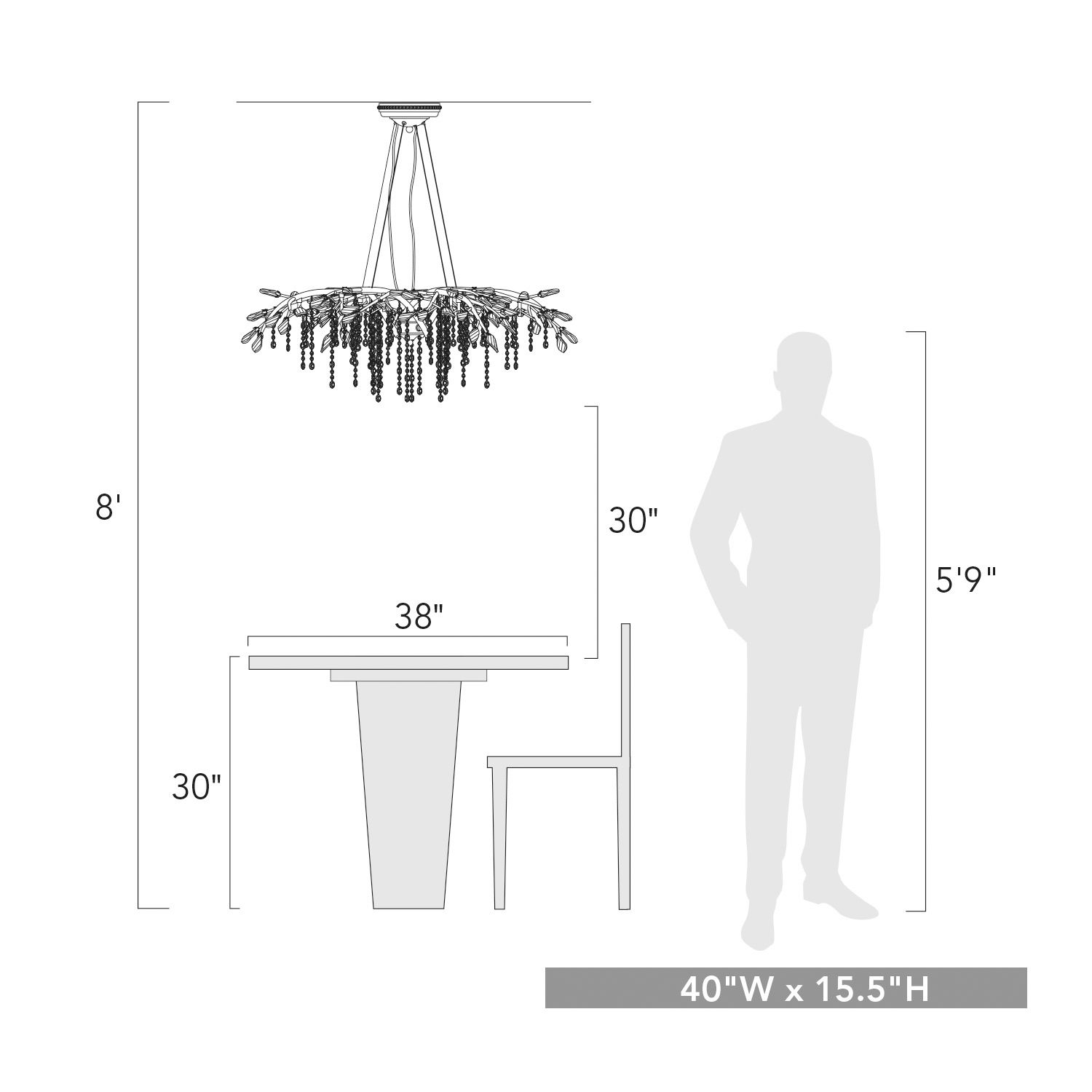 Autumn Twilight 40" Wide Black Iron and Crystal Chandelier