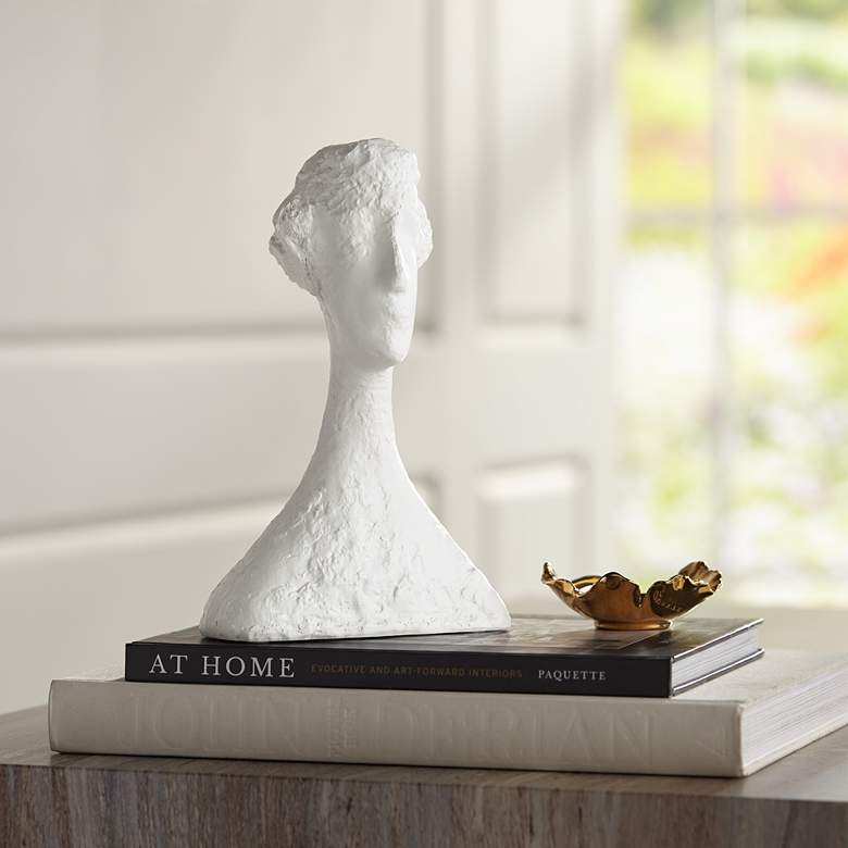 Image 1 Ava 10 1/4" High Matte White Textured Bust Figurine