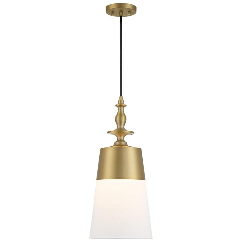 Image 1 Ava 10 in. 1-Light Brushed Gold Transitional Pendant Light