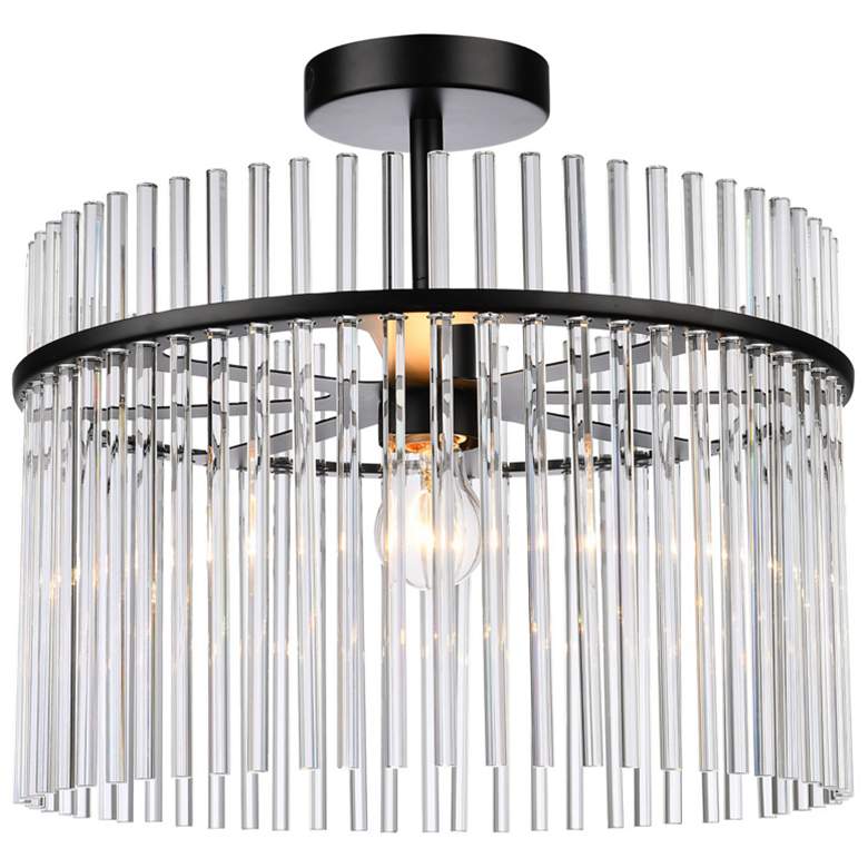 Image 1 Ava 15.7" Wide Black Semi Flush Mount w/ Clear Shade