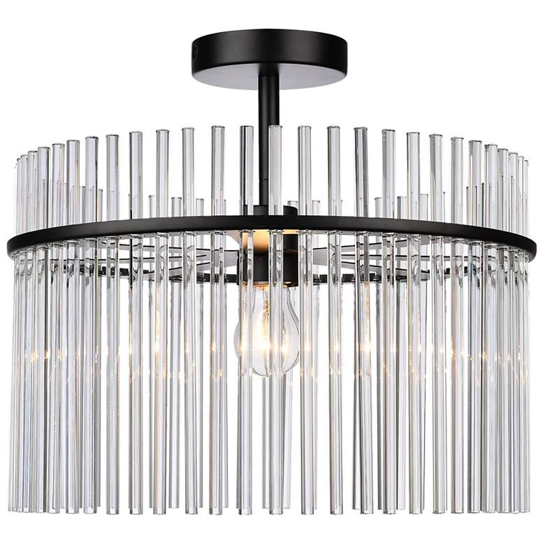 Image 2 Ava 15.7" Wide Black Semi Flush Mount w/ Clear Shade more views