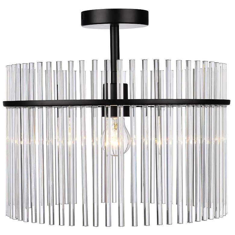 Image 3 Ava 15.7" Wide Black Semi Flush Mount w/ Clear Shade more views