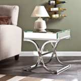 Ava 20 1/2&quot; Wide Mirrored and Chrome-Plated End Table