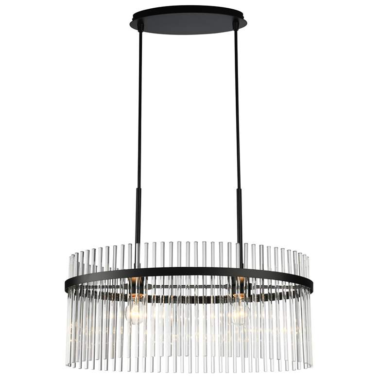 Image 1 Ava 23.6" Wide 2-Light Black Chandelier w/ Clear Shade