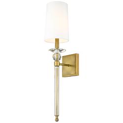 Ava 25 3/4" High Rubbed Brass Wall Sconce