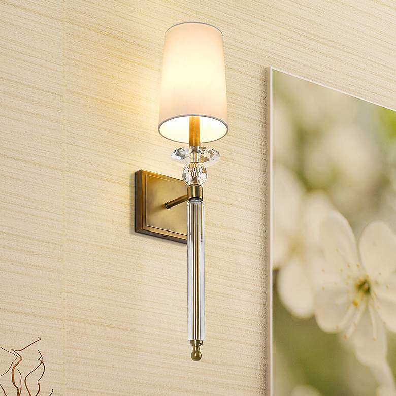 Image 2 Ava 25 3/4" High Rubbed Brass Wall Sconce