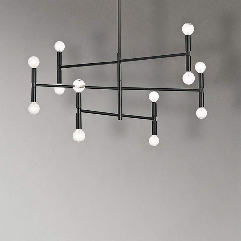 Image 1 Ava 31" Wide Matte Black 12-Light Adjustable Chandelier